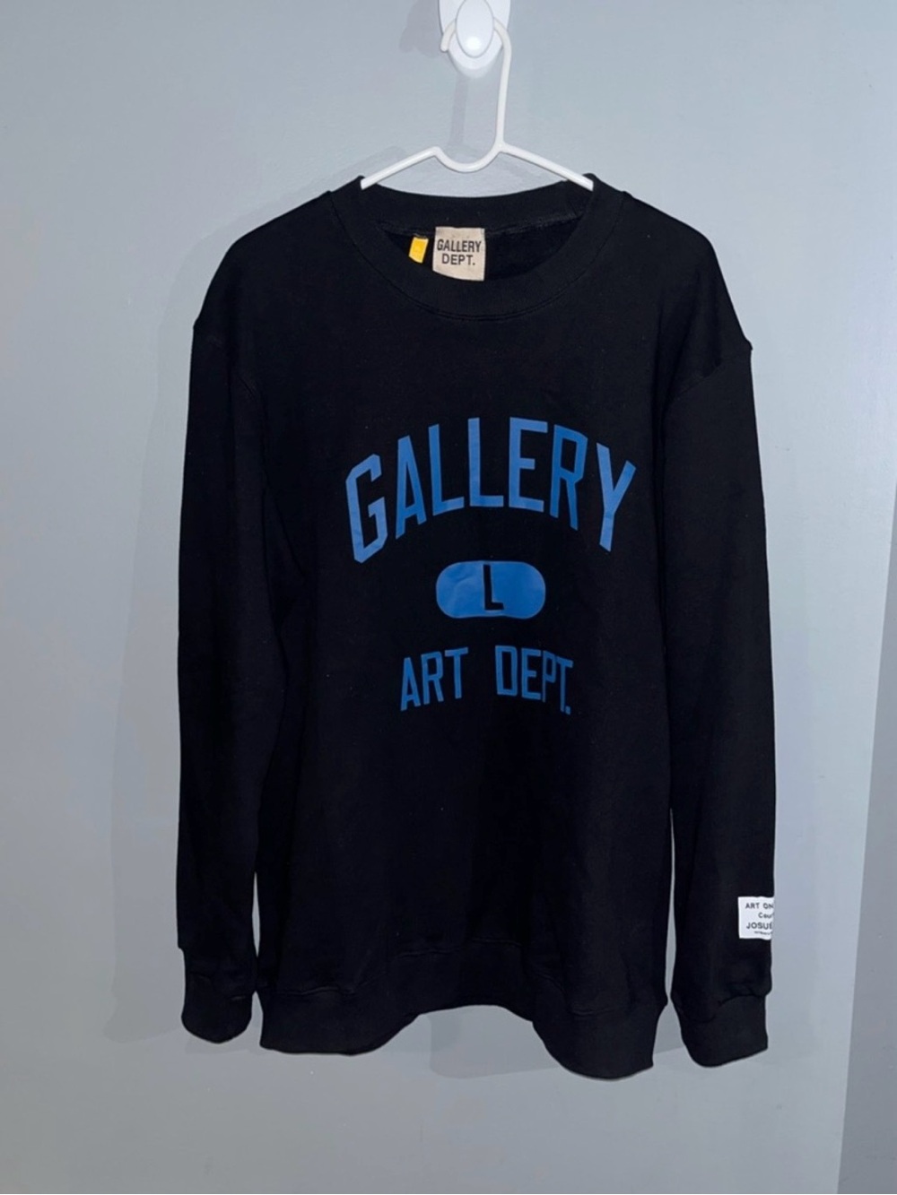 Gallery Dept Black Long Sleeve Crewneck Shirt Blue Art Dept Lettering Men’s XL